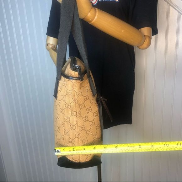 Vintage GUCCI GG Monogram Canvas Leather Top Zipper Close Shoulder Bag - Picture 12 of 17